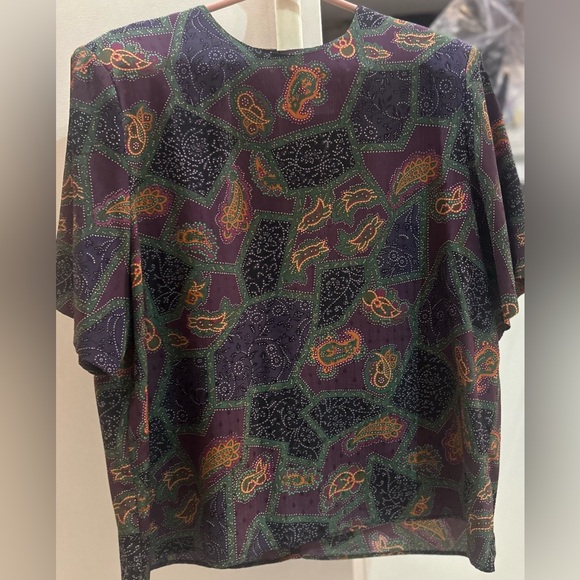 💫D’Allaird’s Vtg 70’s Women’s Abstract Padded Short Sleeves Blouse Rare FIND - Picture 8 of 8
